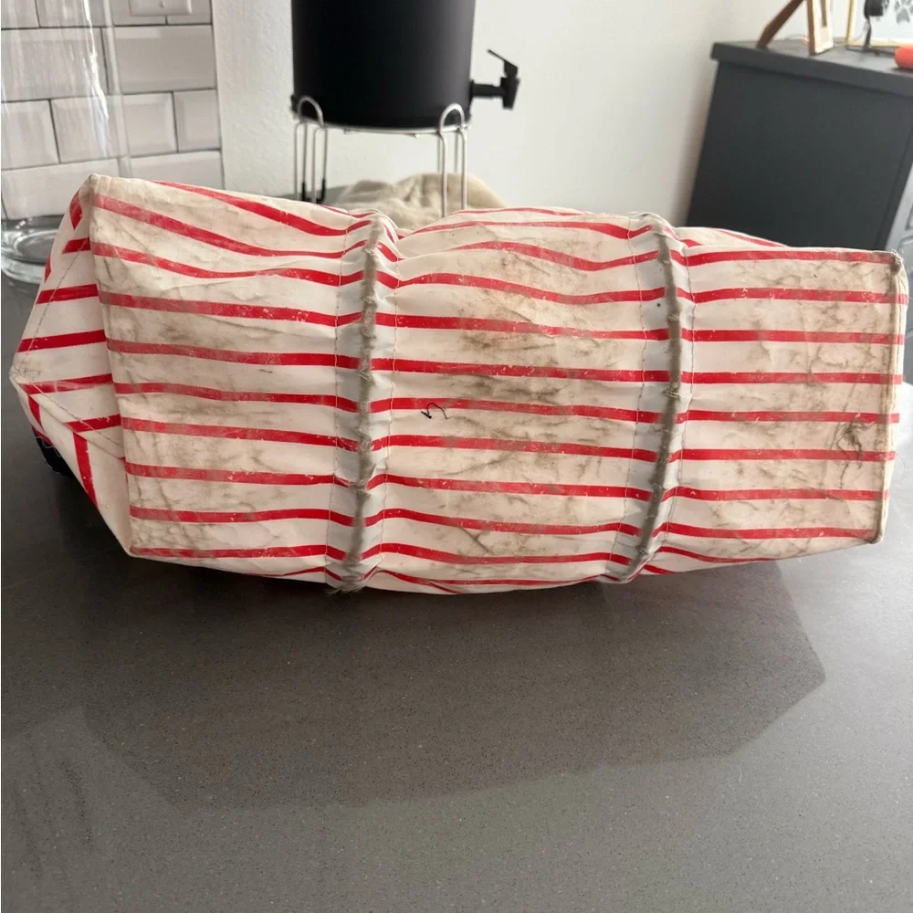 Sherry by Seabags Striped Red and White Tote Bag - Picture 3 of 9